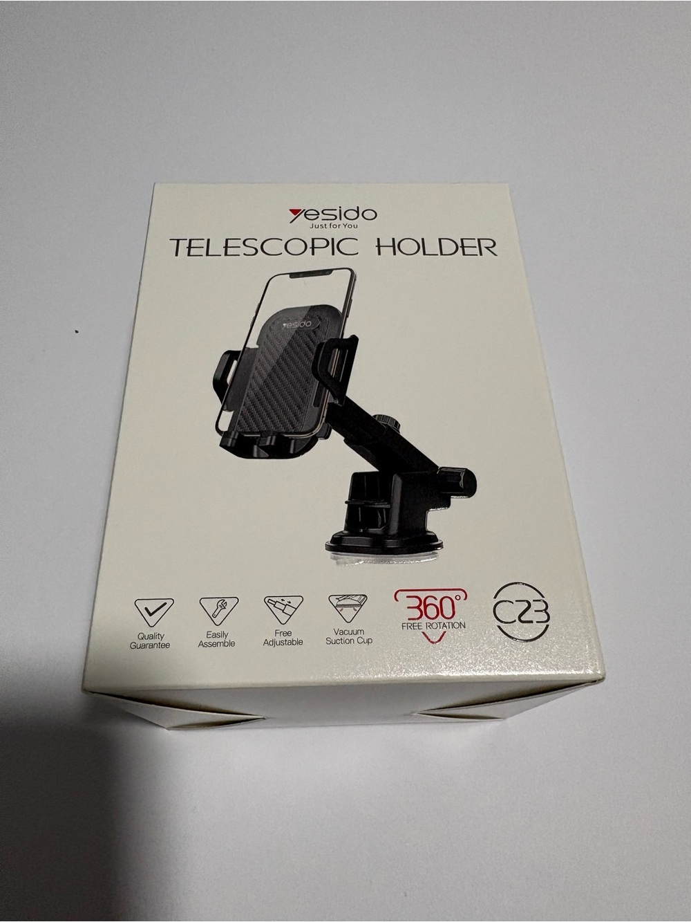 Yesido C23 Black Telescopic Phone Holder 360- Car Mount Black